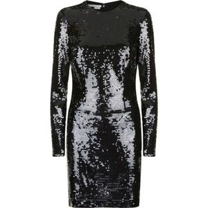 Stella McCartney black sequined long-sleeve fully-lined form-fitting dress